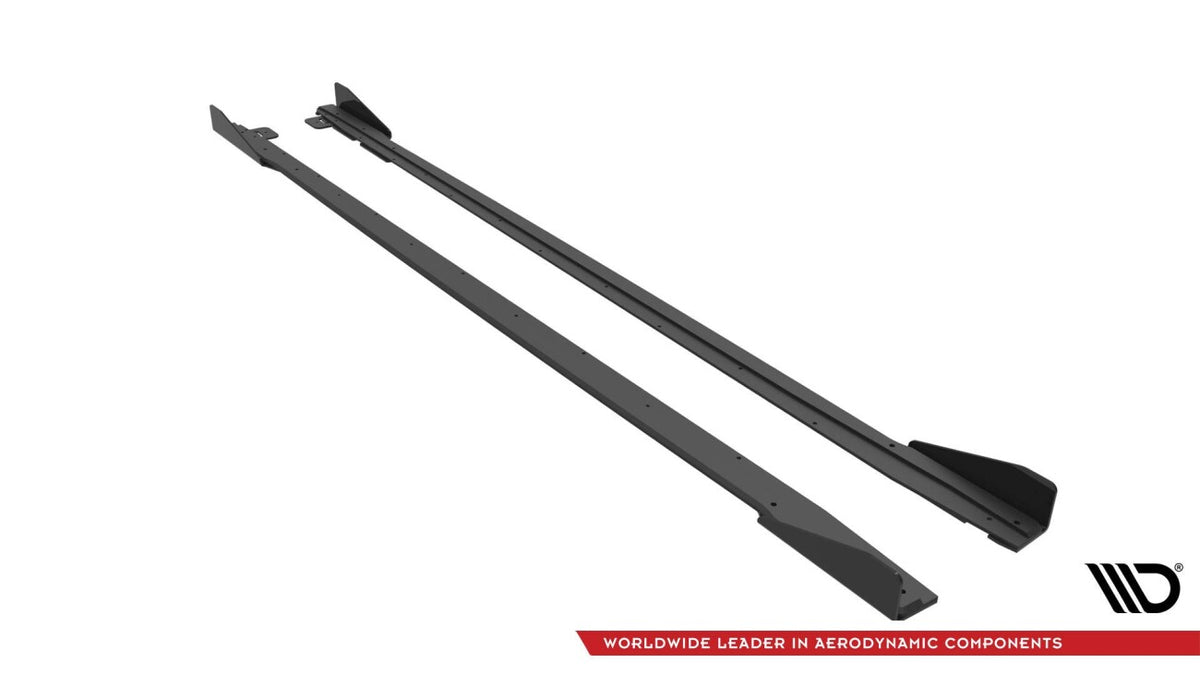 Street Pro Seitenschweller V.1 passend für Ford Mustang GT Mk6 FL schwarz matt + Hochglanz Flaps