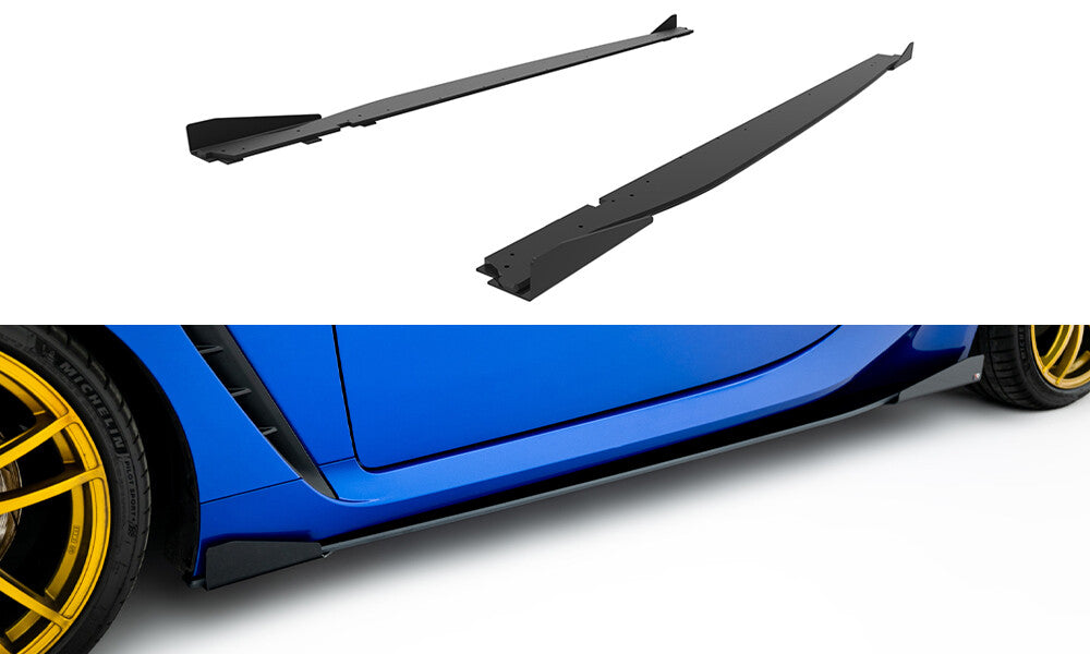 Street Pro Seitenschweller V.1 passend für Subaru BRZ Mk2 schwarz matt + Hochglanz Flaps