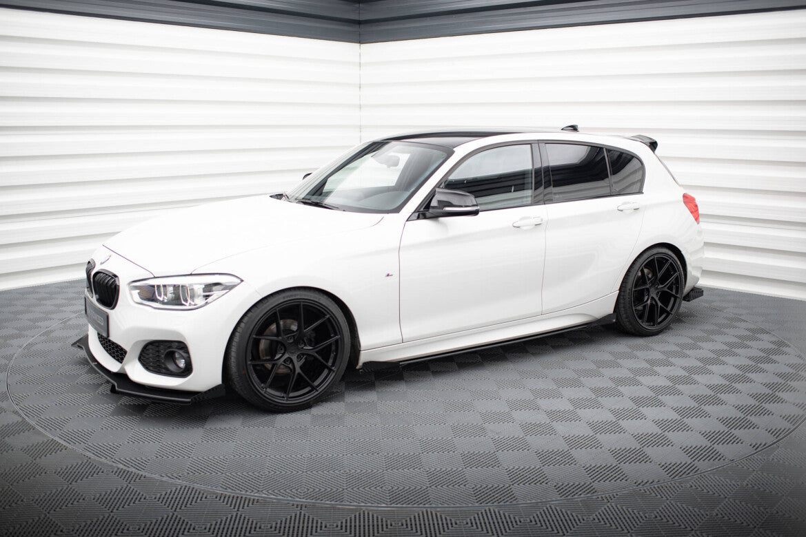 Street Pro Seitenschweller V.2 passend für BMW 1er F20 M135i / M140i / M-Paket schwarz matt + Hochglanz Flaps
