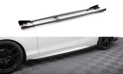 Street Pro Seitenschweller V.2 passend für BMW 1er F20 M135i / M140i / M-Paket schwarz matt + Hochglanz Flaps
