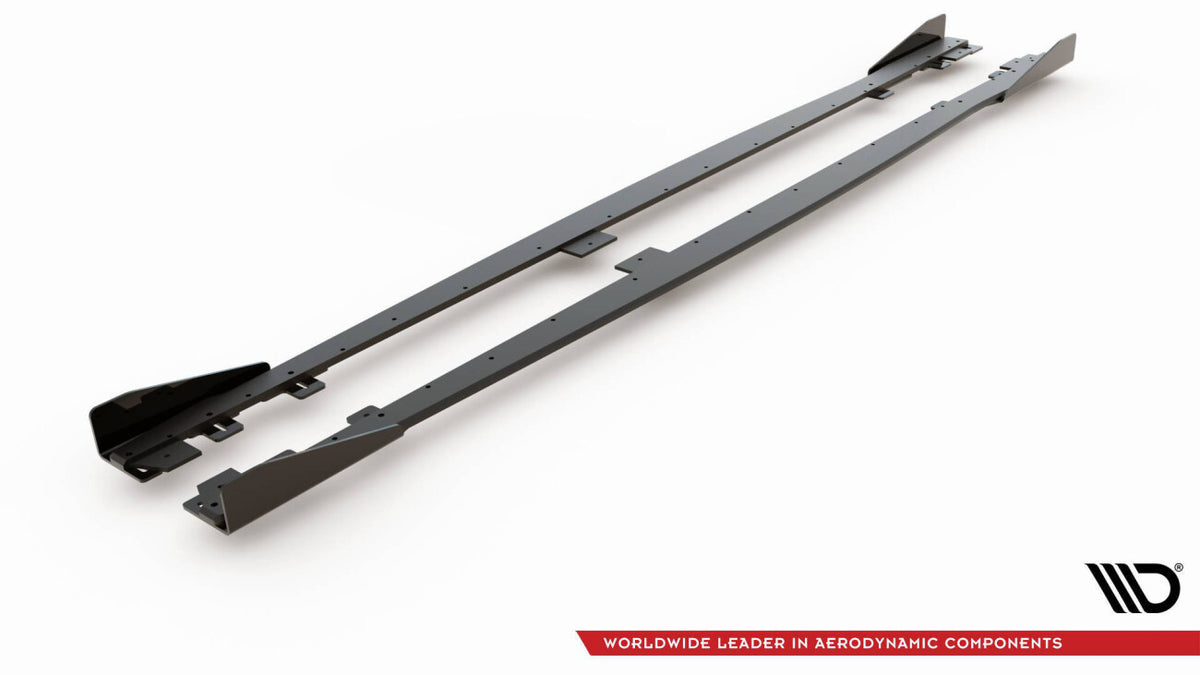 Street Pro Seitenschweller V.2 passend für BMW 1er F20 M135i / M140i / M-Paket schwarz matt + Hochglanz Flaps