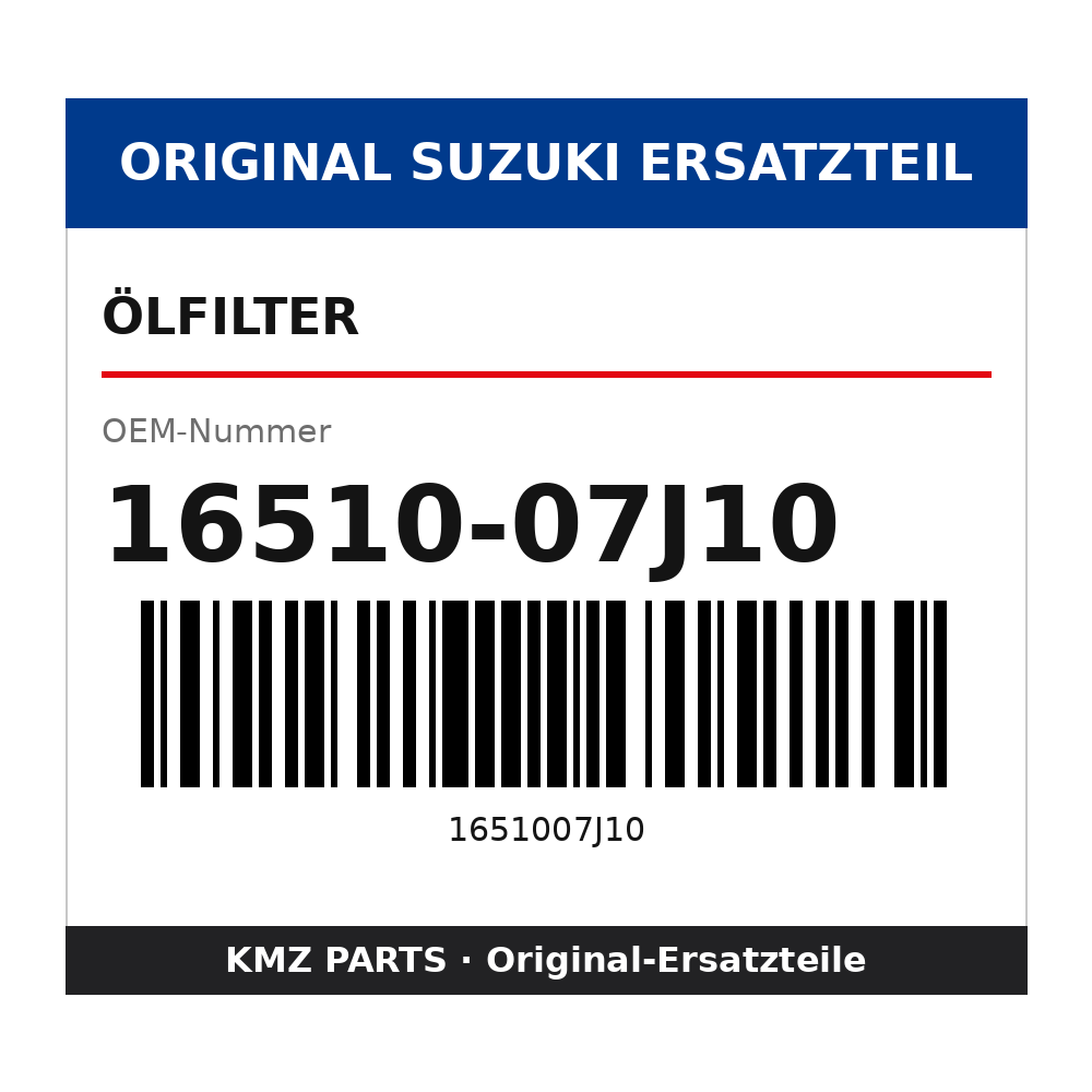 Suzuki Ölfilter 16510-07J10
