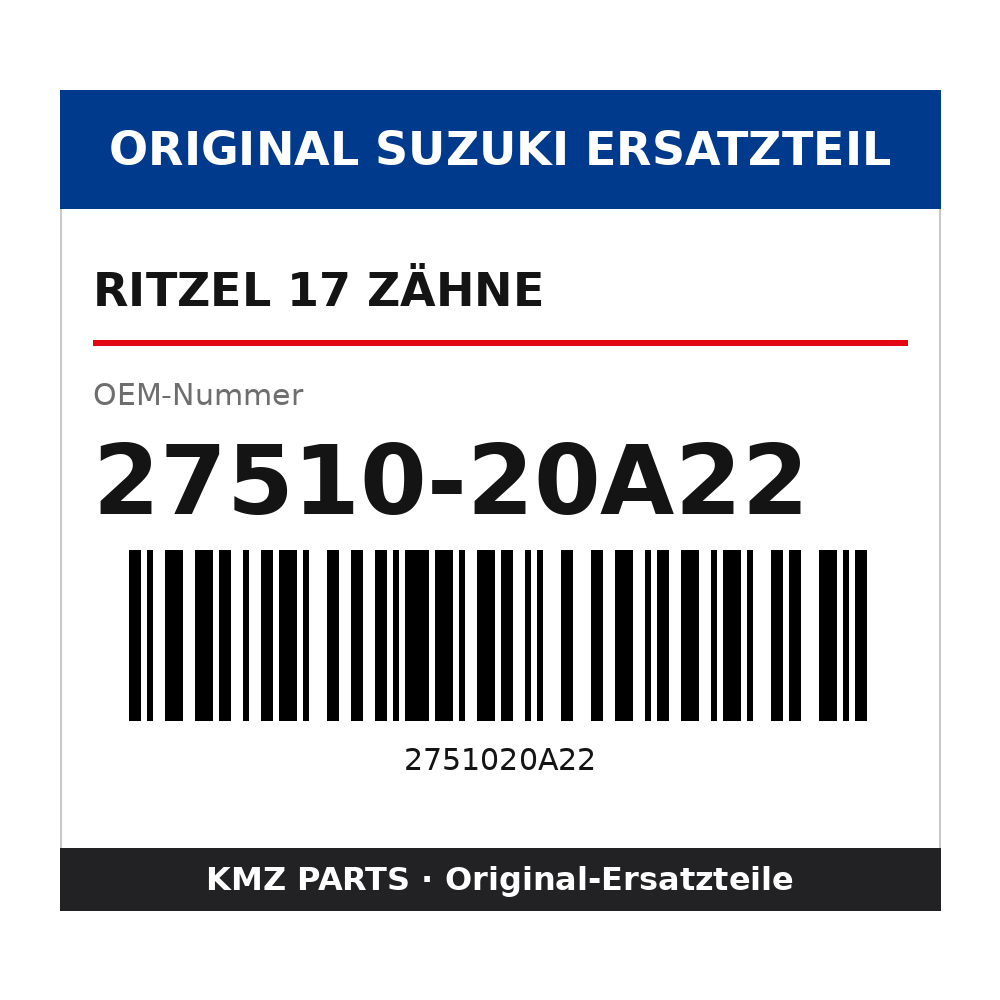 Suzuki Ritzel 17 Zähne 27510-20A22