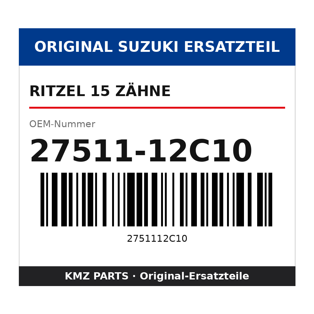 Suzuki Ritzel 15 Zähne 27511-12C10