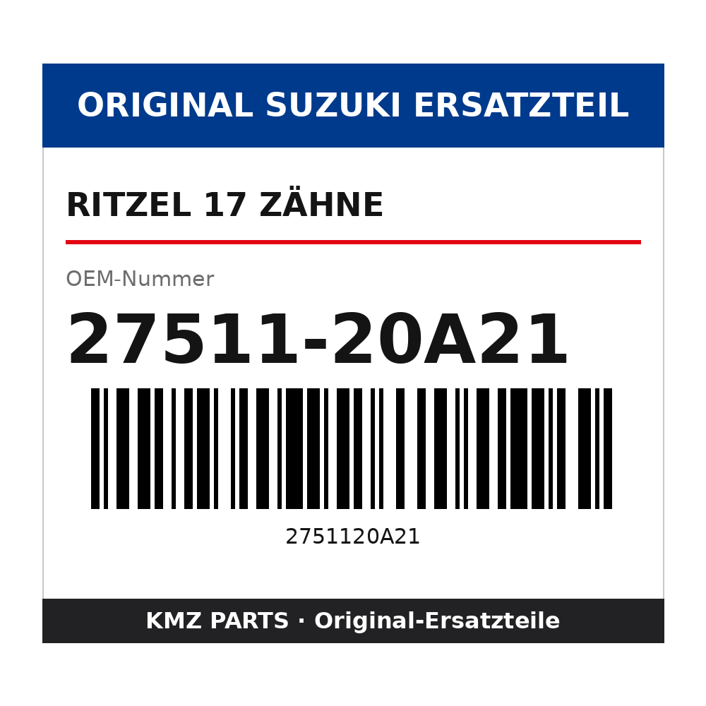 Suzuki Ritzel 17 Zähne 27511-20A21