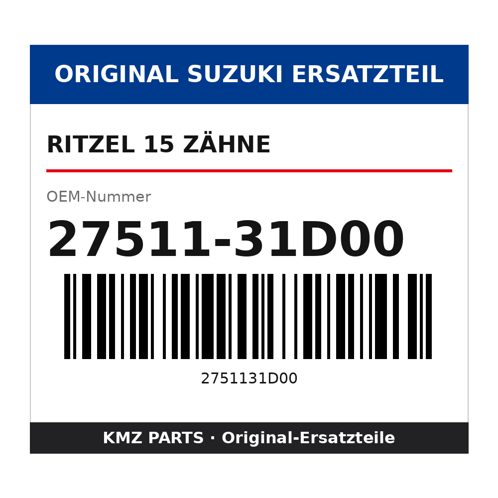 Suzuki Ritzel 15 Zähne 27511-31D00