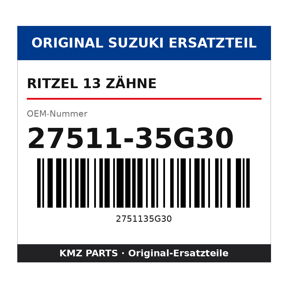 Suzuki Ritzel 13 Zähne 27511-35G30