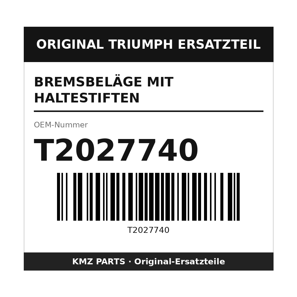 Triumph Bremsbeläge mit Haltestiften T2027740