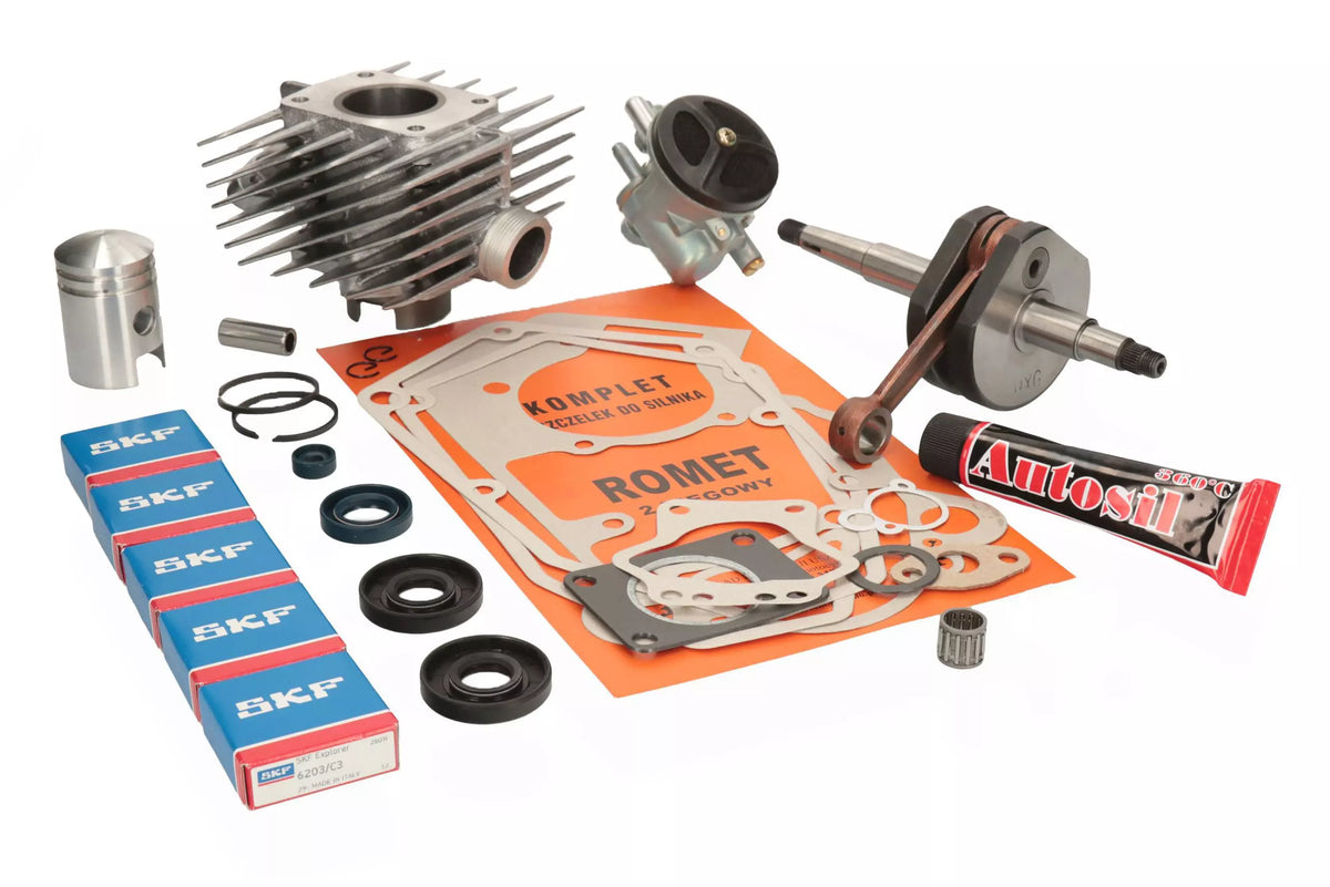 Kurbelwelle + Zylinder Almot 60cm3 + Vergaser + Lager SKF Romet 2-Gang