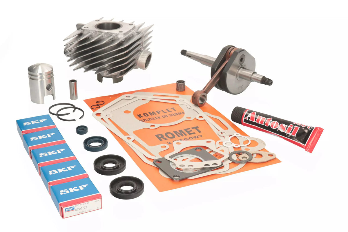 Kurbelwelle + Zylinder Almot 60cm3 + Dichtungen + Lager SKF Romet 2-Gang