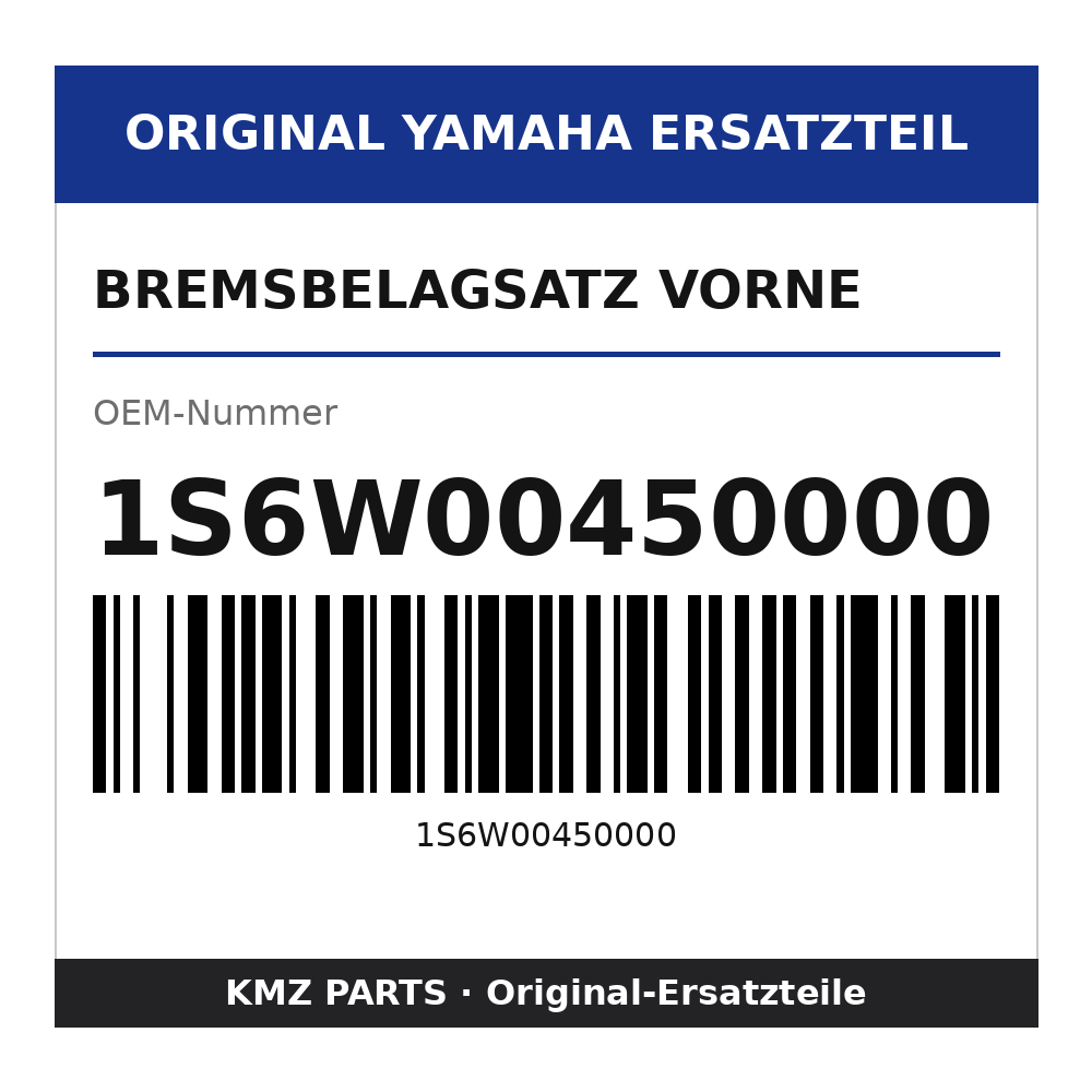 Yamaha Bremsbelagsatz vorne 1S6W00450000