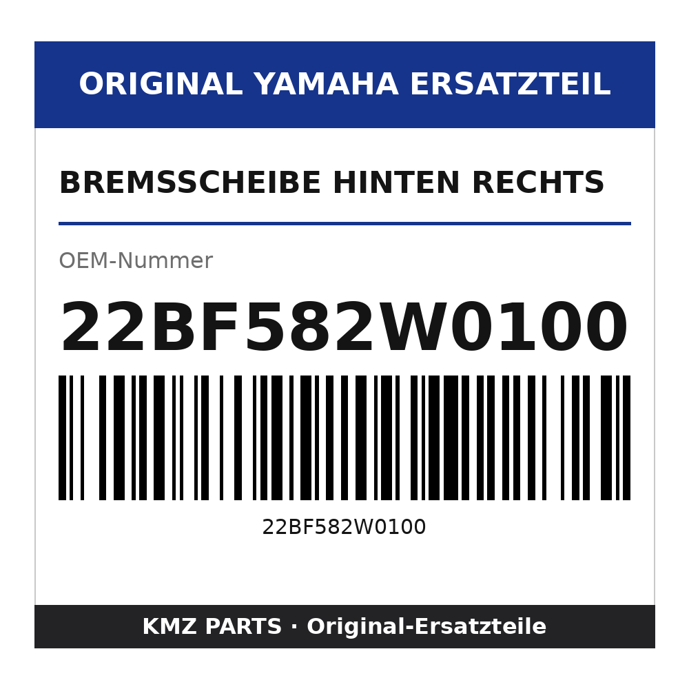 Yamaha Bremsscheibe hinten rechts 22BF582W0100