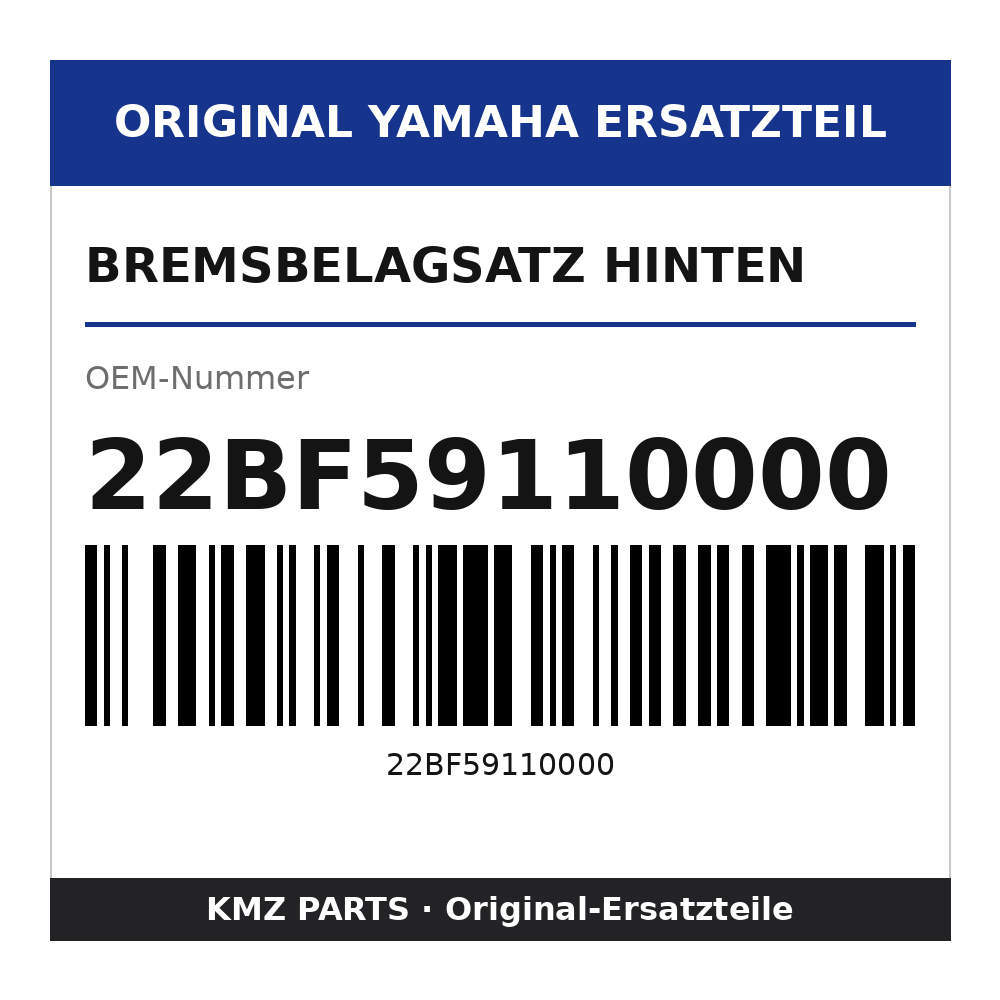 Yamaha Bremsbelagsatz hinten 22BF59110000