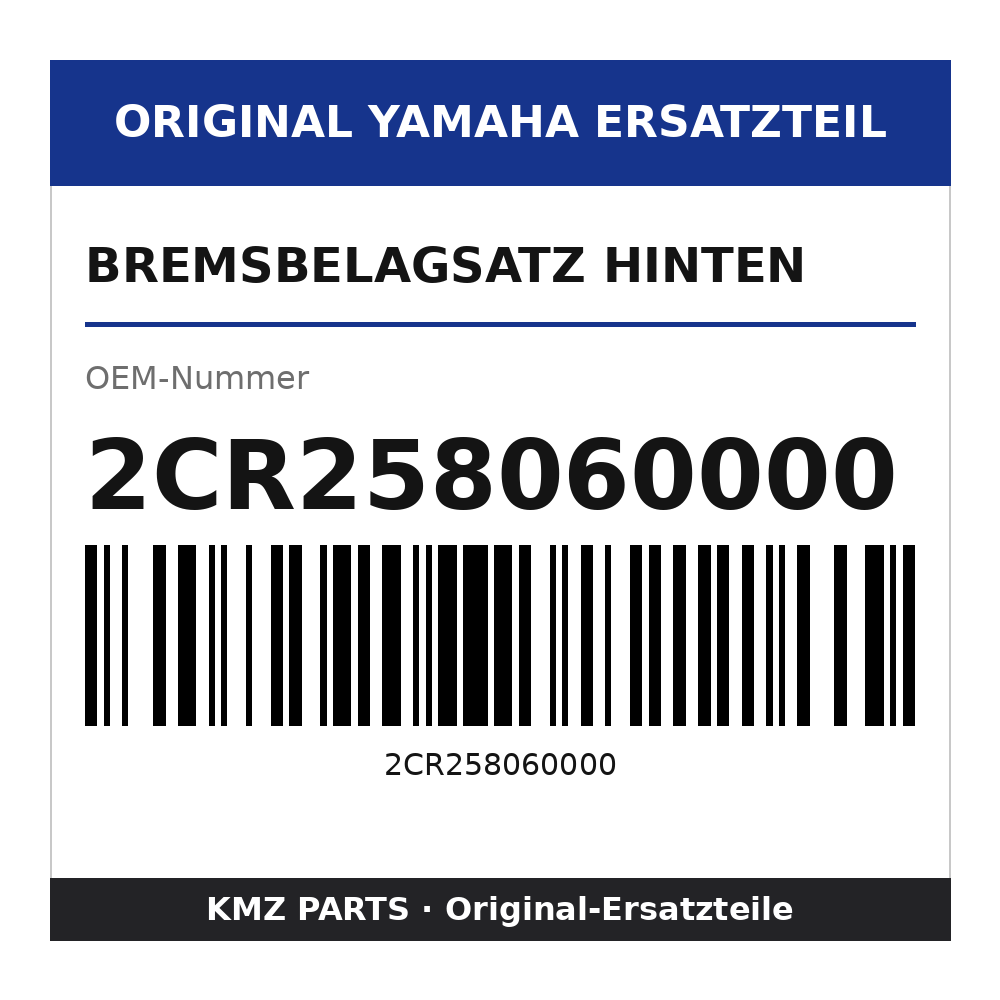 Yamaha Bremsbelagsatz hinten 2CR258060000