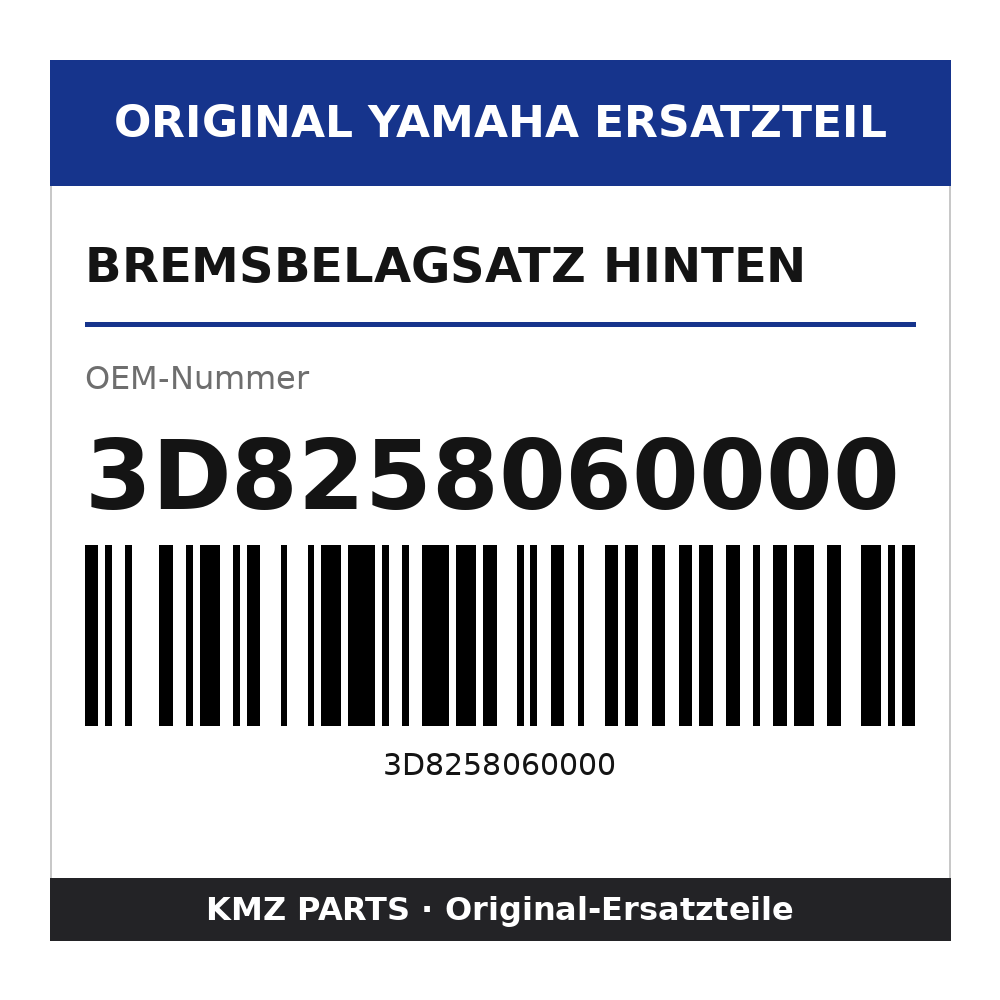Yamaha Bremsbelagsatz hinten 3D8258060000