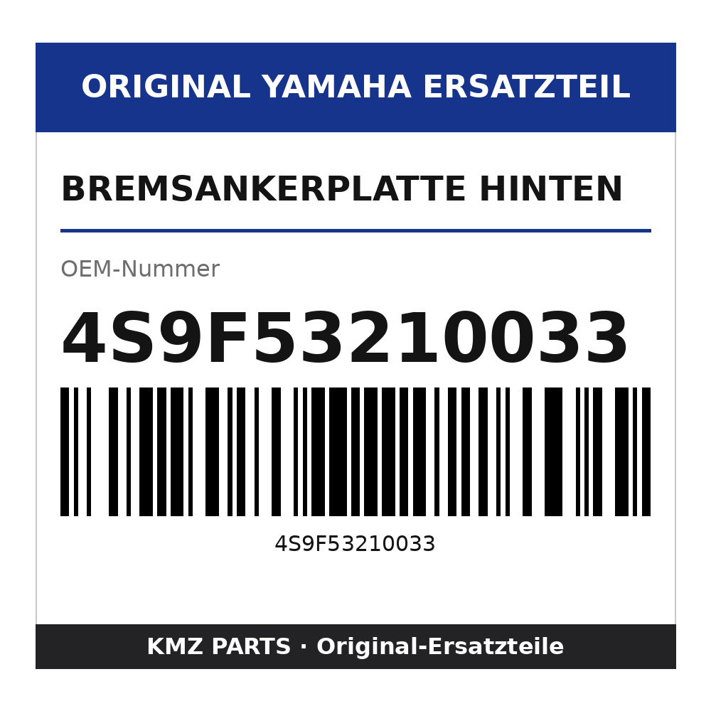 Yamaha Bremsankerplatte hinten 4S9F53210033