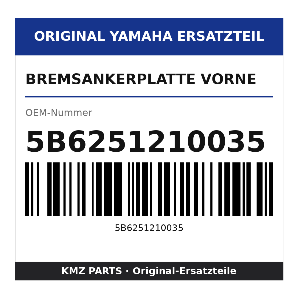 Yamaha Bremsankerplatte vorne 5B6251210035