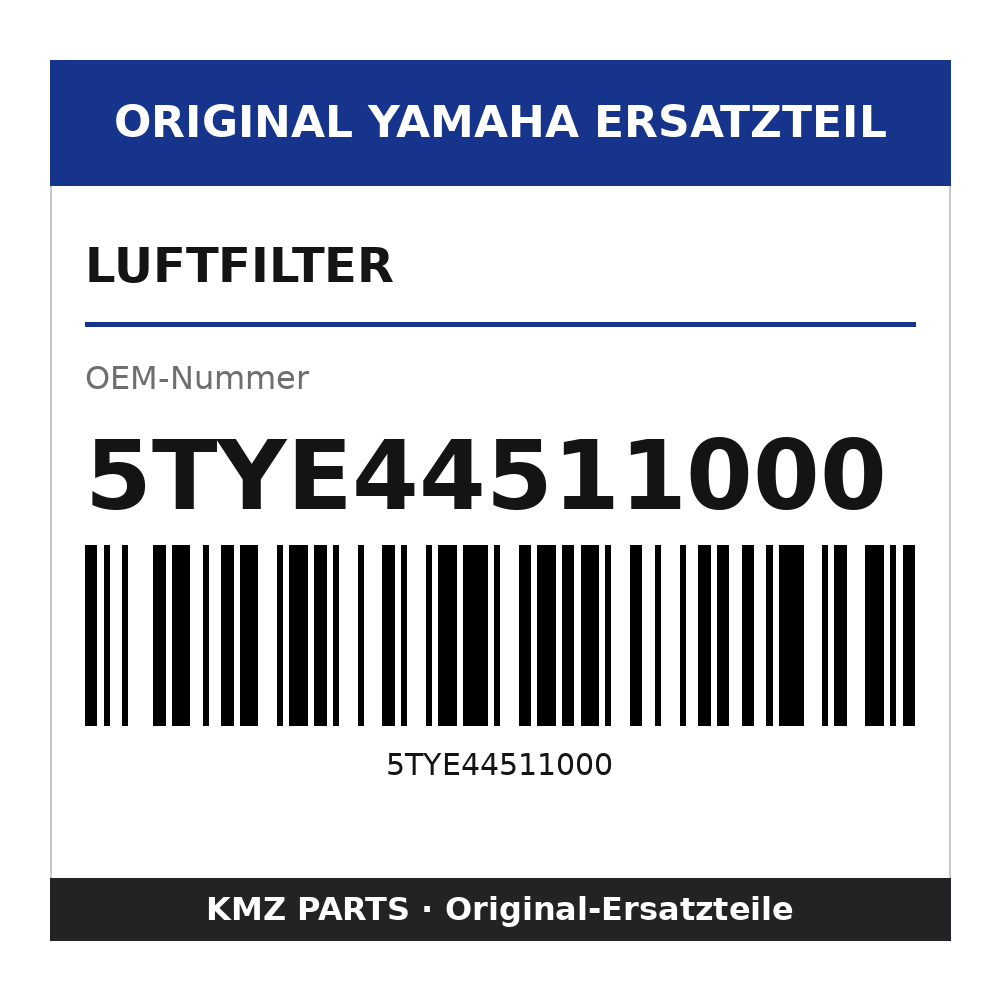 Yamaha Luftfilter 5TYE44511000