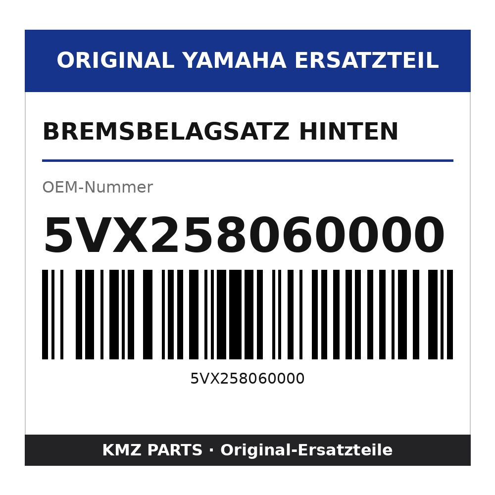 Yamaha Bremsbelagsatz hinten 5VX258060000