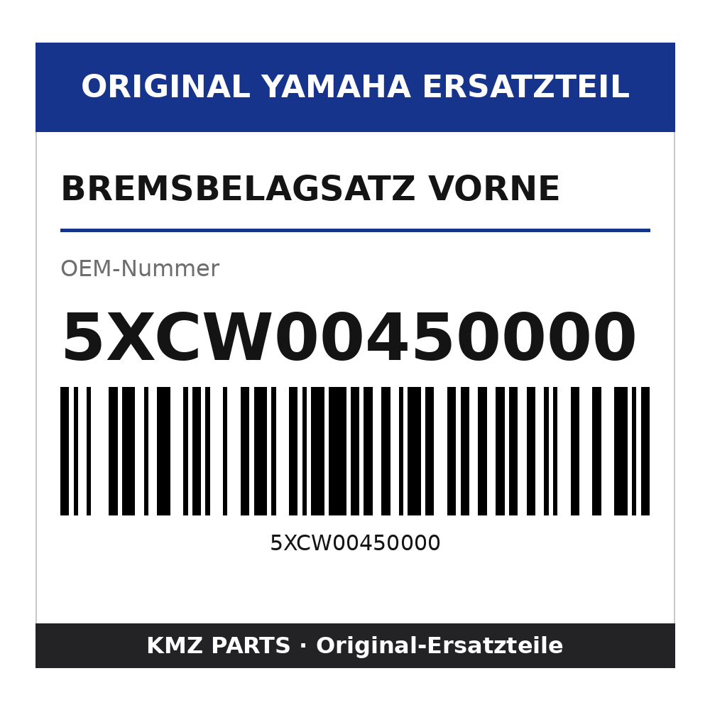 Yamaha Bremsbelagsatz vorne 5XCW00450000