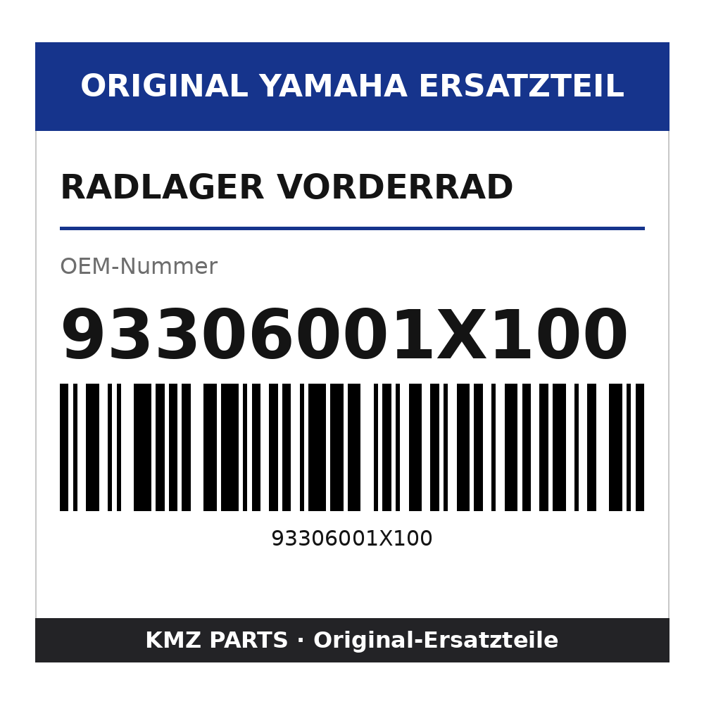 Yamaha Radlager Vorderrad 93306001X100