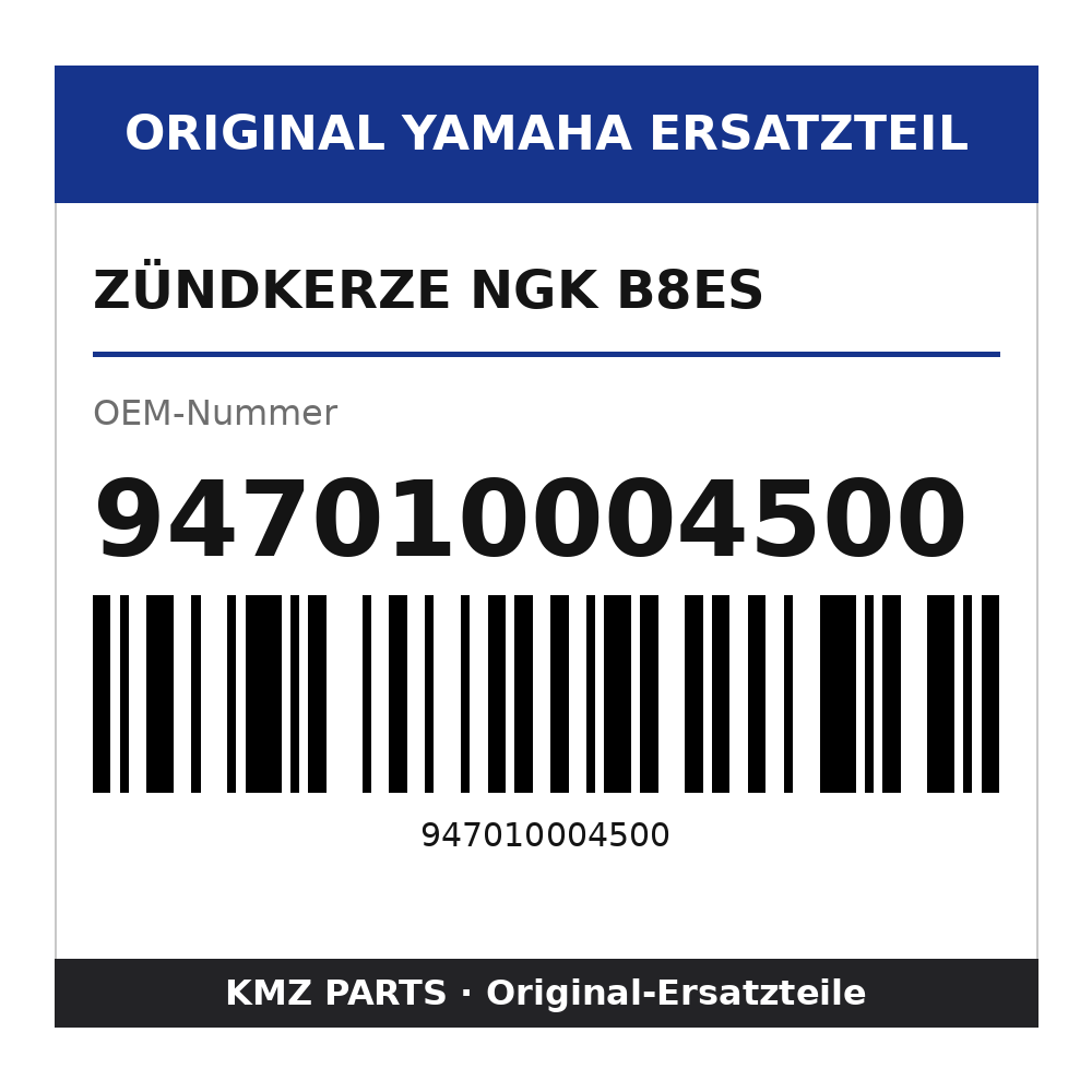 Yamaha Zündkerze NGK B8ES 947010004500