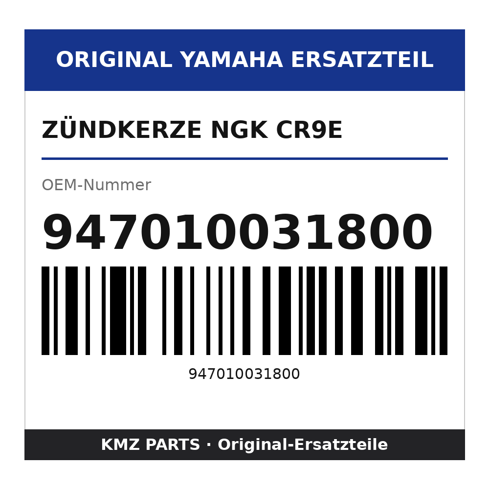 Yamaha Zündkerze NGK CR9E 947010031800