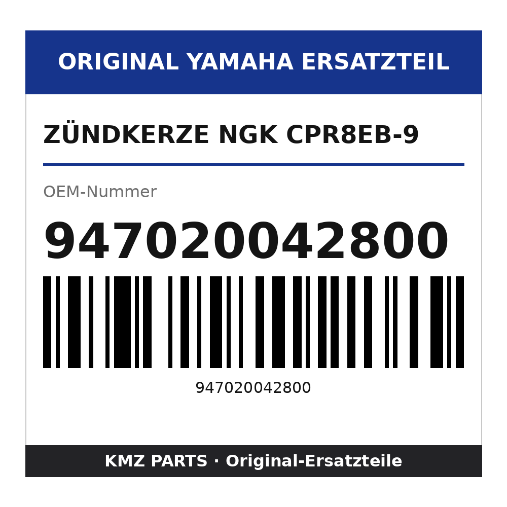 Yamaha Zündkerze NGK CPR8EB-9 947020042800