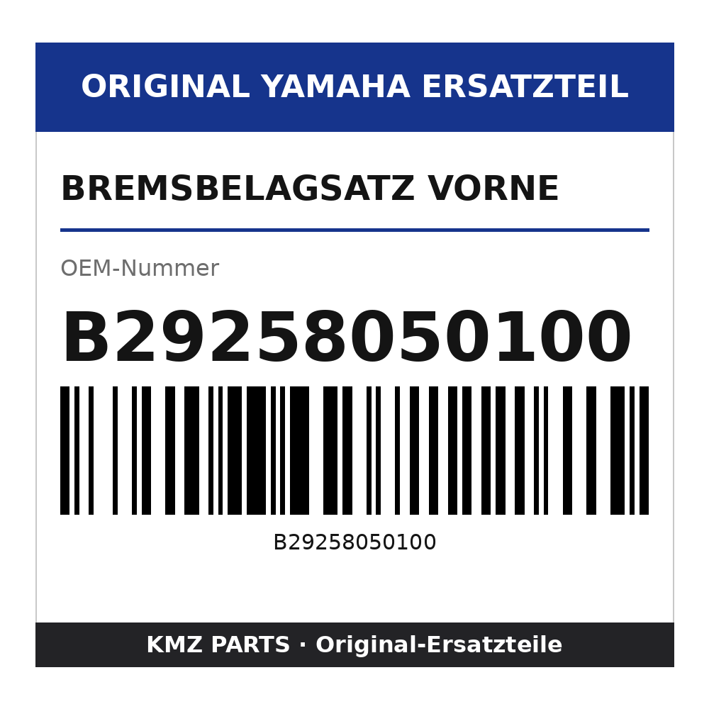 Yamaha Bremsbelagsatz vorne B29258050100