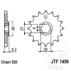 Ritzel vorne JT JTF1450.13, 13 Zähne Teilung 520