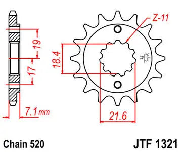 Ritzel vorne JT JTF1321.13, 13 Zähne Teilung 520