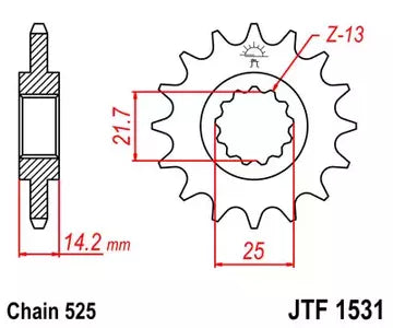Ritzel vorne JT JTF1531.15, 15 Zähne Teilung 525