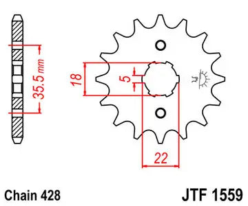 Ritzel vorne JT JTF1559.14, 14 Zähne Teilung 428