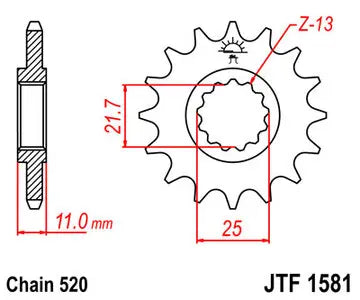 Ritzel vorne JT JTF1581.15, 15 Zähne Teilung 520