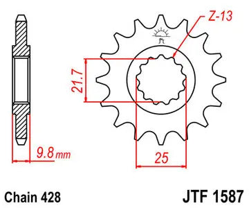 Ritzel vorne JT JTF1587.19, 19 Zähne Teilung 428