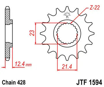 Ritzel vorne JT JTF1594.15, 15 Zähne Teilung 428