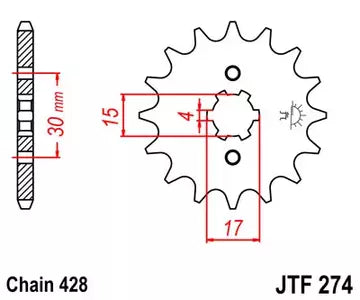 Ritzel vorne JT JTF274.15, 15 Zähne Teilung 428