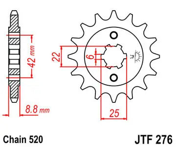 Ritzel vorne JT JTF276.15, 15 Zähne Teilung 520
