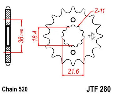 Ritzel vorne JT JTF280.13, 13 Zähne Teilung 520
