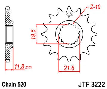 Ritzel vorne JT JTF3222.12, 12 Zähne Teilung 520