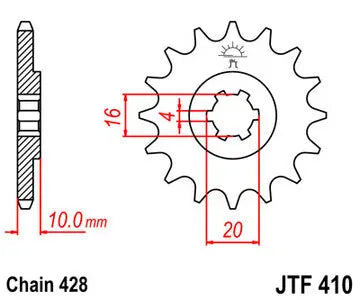 Ritzel vorne JT JTF410.15, 15 Zähne Teilung 428