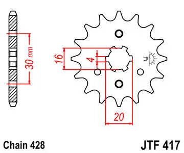 Ritzel vorne JT JTF417.14, 14 Zähne Teilung 428