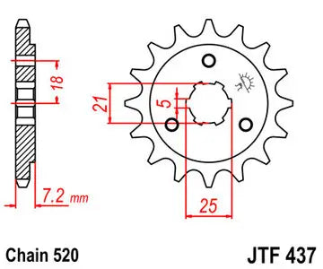 Ritzel vorne JT JTF437.15, 15 Zähne Teilung 520