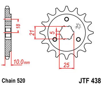 Ritzel vorne JT JTF438.14, 14 Zähne Teilung 520