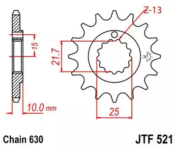 Ritzel vorne JT JTF521.15, 15 Zähne Teilung 630