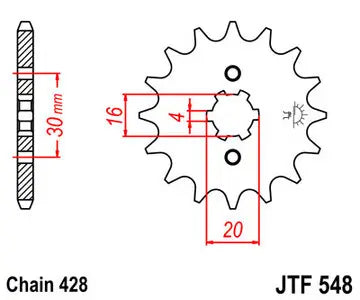 Ritzel vorne JT JTF548.13, 13 Zähne Teilung 428
