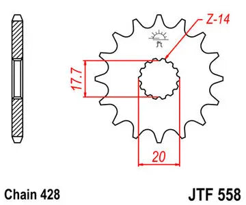 Ritzel vorne JT JTF558.16, 16 Zähne Teilung 428