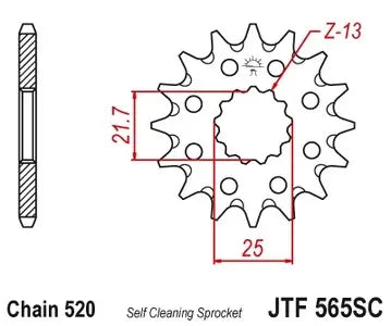Ritzel vorne JT JTF565.13SC, 13 Zähne Teilung 520 SC