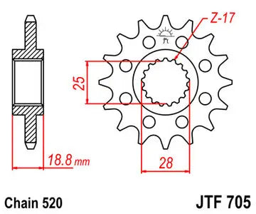 Ritzel vorne JT JTF705.15, 15 Zähne Teilung 520