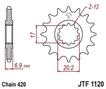 Ritzel vorne JT JTF1120.14, 14 Zähne Teilung 420
